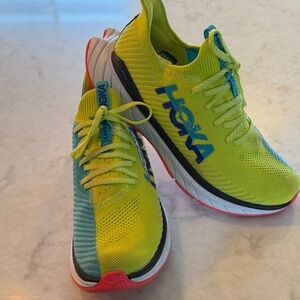 Women’s Hoka One Carbon X Lime and Teal Athletic Shoes